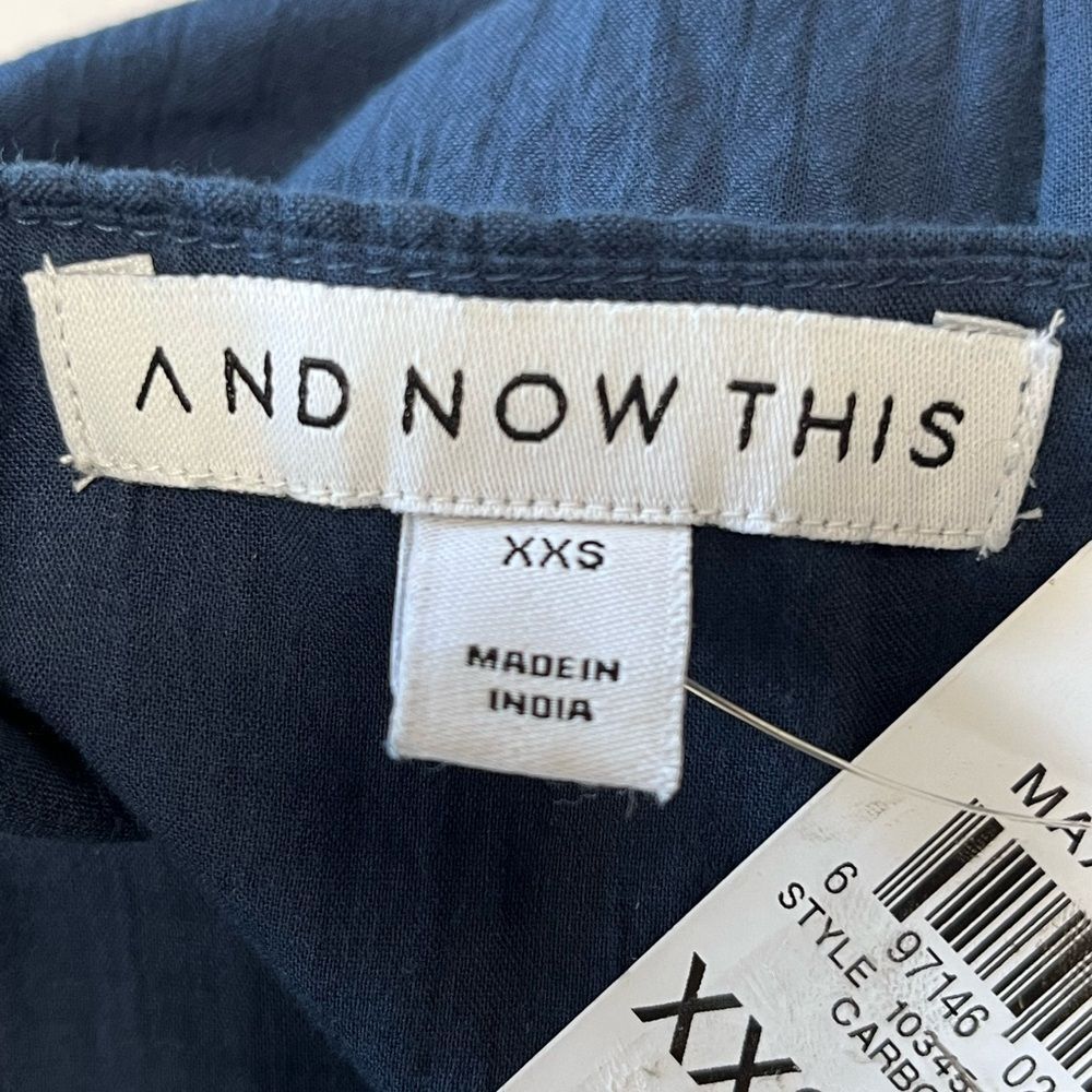 NWT And Now‎ This | Navy Blue Crochet Trim Cotton Maxi Dress XXS - Picture 9 of 12